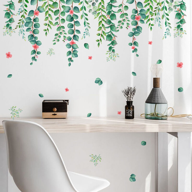 Sticker Plante,Autocollant mural fleurs jolies, Sticker Mural Autocollant  Amovible, Décoration De salon Et De Pièce