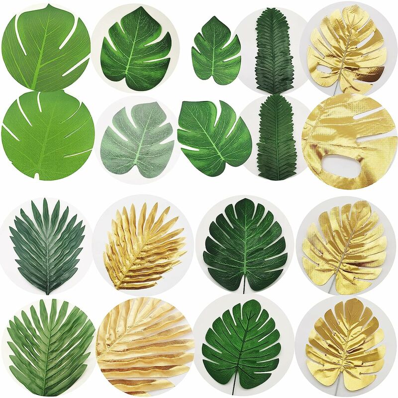 150 pièces feuilles de palmier tropicales grande plante imitation feuille  hawaïenne luau fête jungle plage décorations de table 