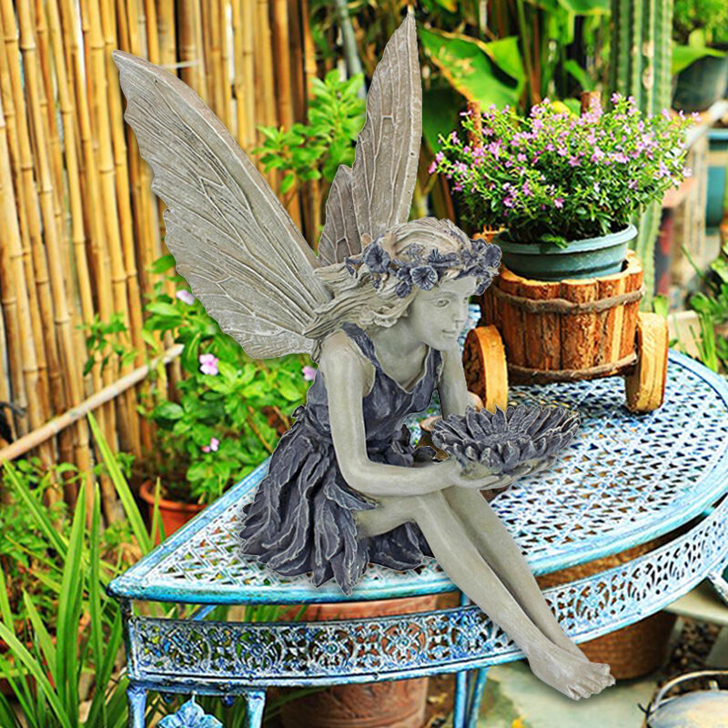 Statue de fée de tournesol, Sculpture en résine de mangeoire d'oiseaux  d'ornement de jardin, décoration de jardin de pelouse - Cdiscount Jardin
