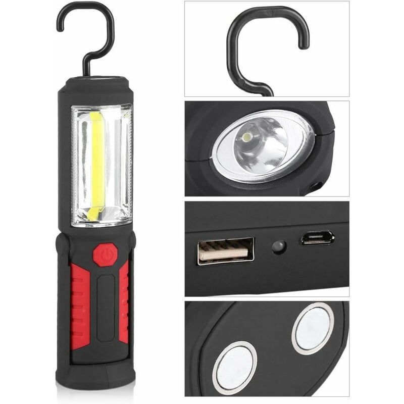 Lampe de Travail LED Rechargeable avec Magnétique Lampe de Torches de LED  2200mAh COB LED 650Lm 3W pour Auto Garage Atelier Camping Bricolage(Bleu) :  : Bricolage