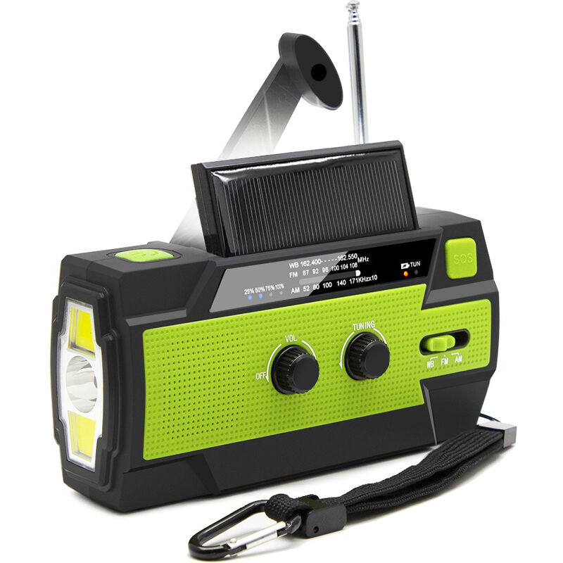 Acheter Radio portable de survie à manivelle AM ​​FM SOS, lampe de lecture  d'urgence, lampe de poche, charge solaire, batterie externe 5000mAh pour  téléphone