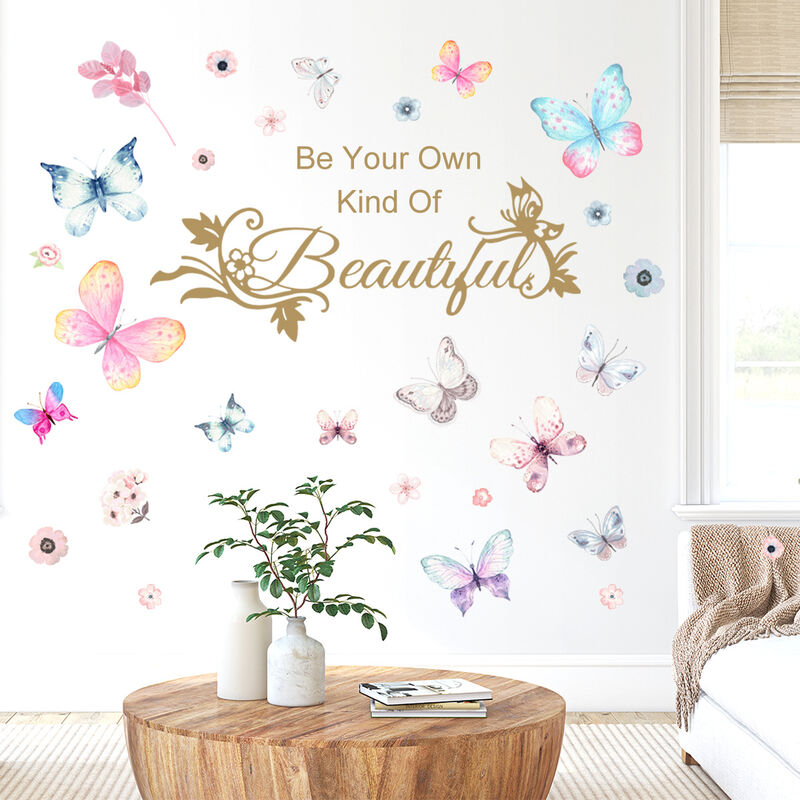 Yeux bleus cils papillons créatifs décoratifs Stickers muraux salon chambre  fond mur Simple amovible Stickers muraux