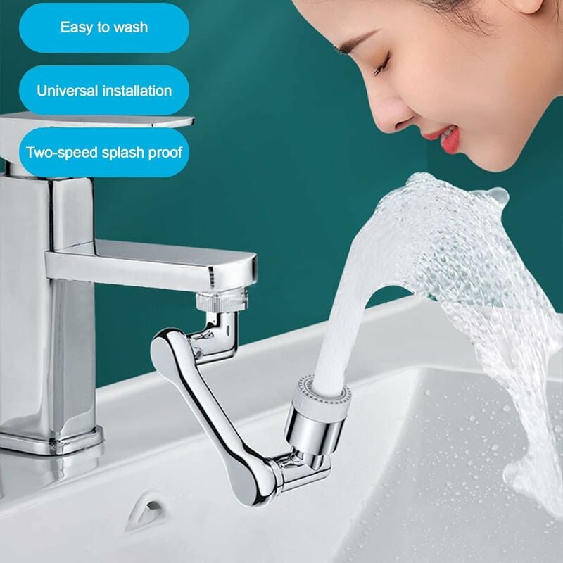1080 Prolongateur de robinet rotatif, aérateur de robinet, rallonge de  robinet à bras robotique à angle d'éclaboussure, 2 eau