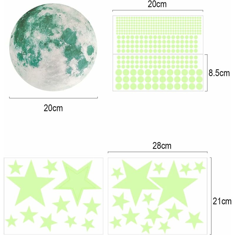 Sticker Phosphorescent ESPACE - Autocollant Fluorescent et Lumineux jusqu'à  5 HEURES de suite - Décoration pour Chambre Bébé et Enfant - Lot de 1