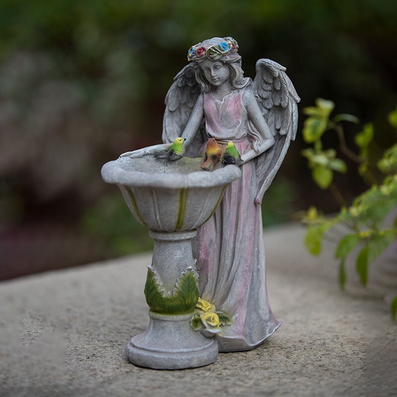 Statue De Jardin D'Ange Solaire, Figurine De Lumière Led De Pot