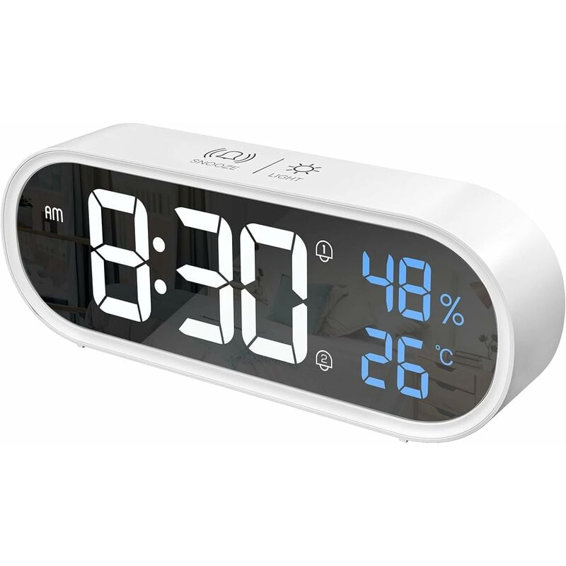 EJ.life horloge de salle de bain Horloge murale numérique ronde 12 24Hr  alimentée par USB silencieuse moderne horloge murale LED - Cdiscount Maison