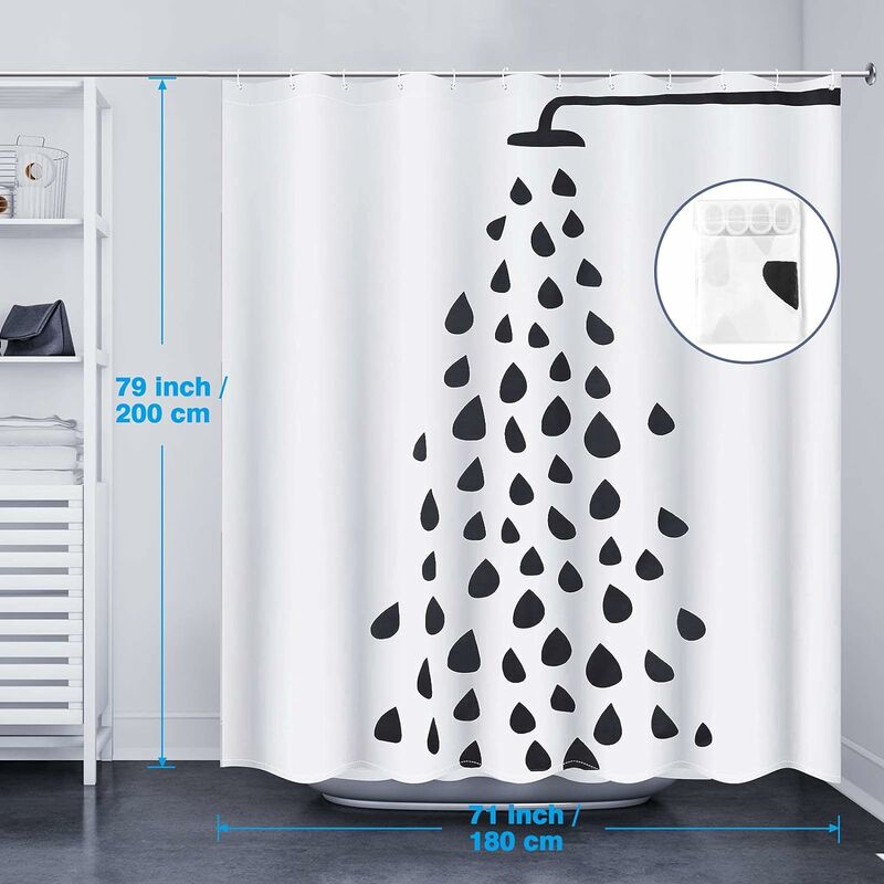 Universal - Feuille grise rideau de douche art romantique imperméable PEVA  salle de bains salle de bains avec crochet (80cm * 180cm) - Rideaux douche  - Rue du Commerce