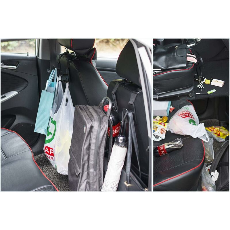 Crochets d'appui-tête pour voiture, organisateur de siège arrière, crochet  de support de cintre en cuir noir, pour accrocher des sacs à main, des sacs  et des manteaux, paquet de 2