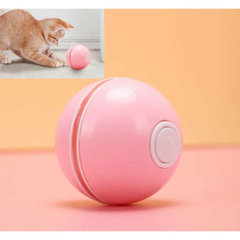 Jouet interactif pour chat - Balle de chat rechargeable par USB  intelligente - Jouet pour chat - Jouet auto-rotation - Cadeau（rose）