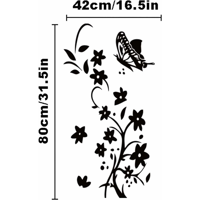 Autocollants muraux amovibles en vinyle pour décoration de chambre  d'enfant, Motif branches d'arbre, Noir, 88x45cm