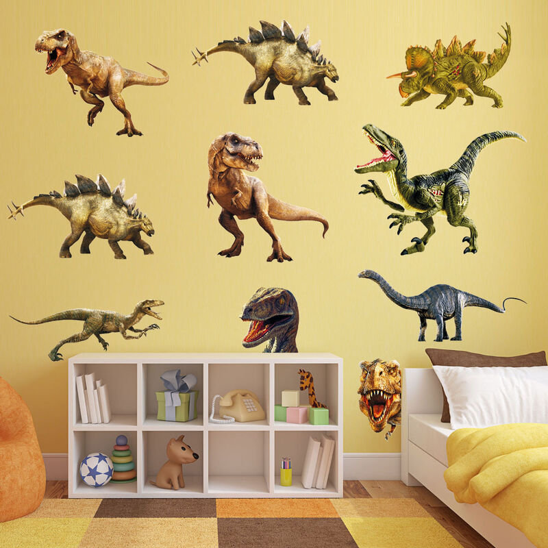 3d Dinosaures Jurassic Wall Autocollants, Dinosaures Géants Décalcomanies  Muraux, Peel And Stick Décor mural amovible pour garçons Chambre d'enfants  Salon Salle de jeux Mur