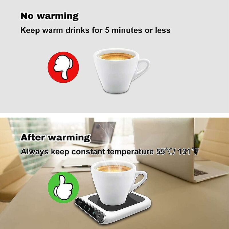 USB Plaque chauffante pour tasse à café, chauffe-tasse électrique à 3  températures pour le bureau, dessous de verre chauffant Flexible pour  boissons