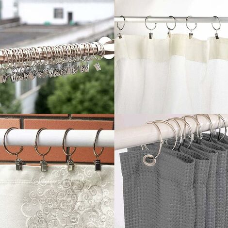 Crochets PVC pour anneaux de tringle à rideaux - Lot de 10 crochets -  Agrafes pour anneaux à rideau
