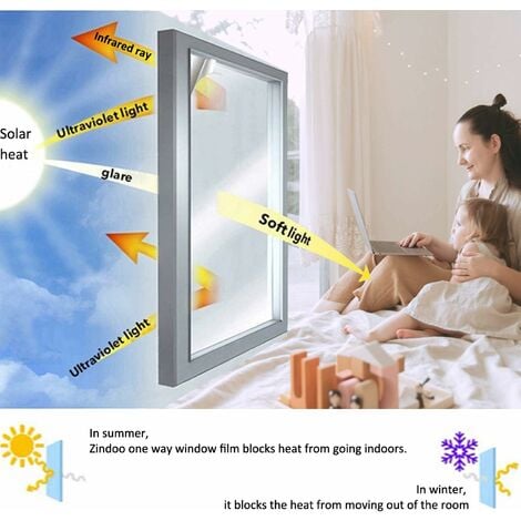 Adhésif occultant pour vitre à sens unique avec effet miroir - anti-regard  anti-UV et anti-chaleur - Cache Vitre Fenêtre - Film Miroir sans Tain pour  Vitrage Et Fenêtre - 60 x 200