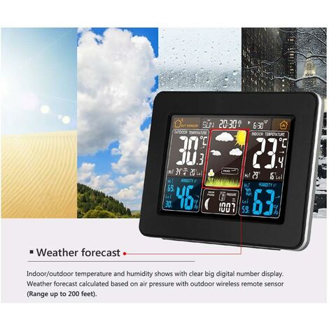 Thermomètre numérique sans fil pour voiture, veilleuse, lecture de la  température à l'intérieur et à l'extérieur, horloge de voiture pour la  maison