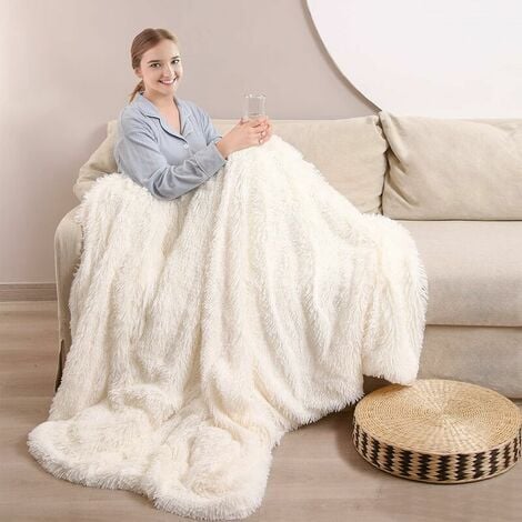 Acheter Couverture d'hiver en laine pour adulte, épaisse et chaude, Double  face, couleur unie, pour voyage, bureau, canapé