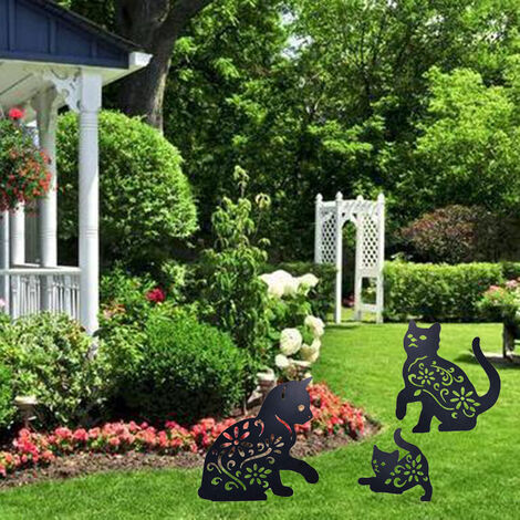 Statue de Chat Decoration Jardin Exterieur avec Lampe Solaire Figurine -  Drôle de Chats pour Décoration de Salon Jardin Cadeaux pour Femme Homme  Maman Anniversaire Decor de Balcon Gris