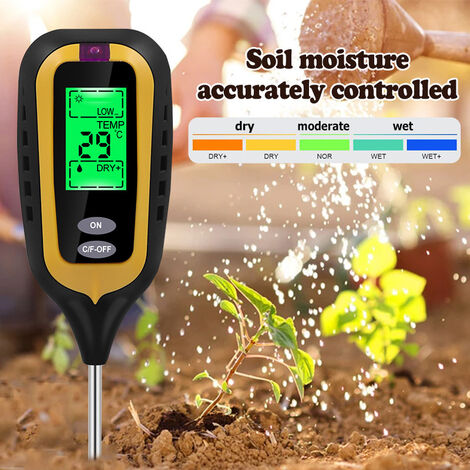 Sol Ph Mètre 4-en-1 Testeur de sol Humidité Thermomètre numérique de plante  Test Humidimètre Pour plantes en pot Jardins Pelouses