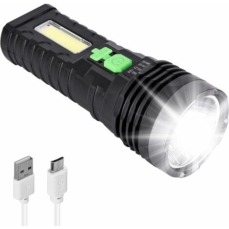 Torche LED USB rechargeable, lampe de poche étanche IPX5 super