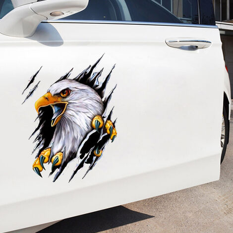 Paire d'autocollants de voiture en métal chromé 3D de qualité, tête de  lion, autocollant réfléchissant auto couleur argent -  France