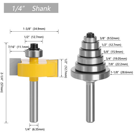 Rainureuse Bois, Fraises à Rainurer pour Défonceuse, Fraise à Feuillure à  Queue Bit avec Ensemble Roulements pour Plusieurs Profondeurs