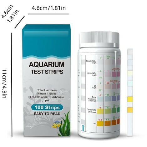 Bandelettes de test d'aquarium 9 en 1, kits de test d'aquarium 100