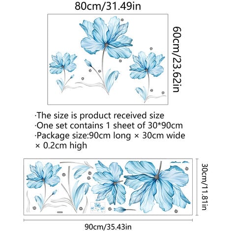 Sticker mural plante fleur bleue 