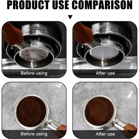 58,5 mm - Lot de 6 passoires à café - Réutilisables - Filtre à café -  Passoire à café - En acier inoxydable - Passoire à expresso - Pour porte- filtre à café - Accessoires