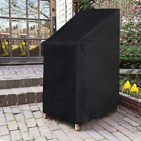 RHAFAYRE Housse Chaise Jardin Empilables 210D Oxford Imperméable, Couverture  de Protection pour Fauteuils Patio Extérieur avec Corde Ajustable  114x85x65cm (210D, Noir)