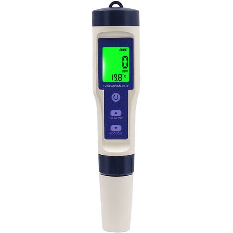 TDS & EC Mètre Température, Testeur pH Mètre électronique, 4 en 1 Testeur  de qualité de l'eau avec Écran LCD, Haute précision 0,01, pour Eau Potable,  Piscine, Aquariums, Hydroponie : : Commerce