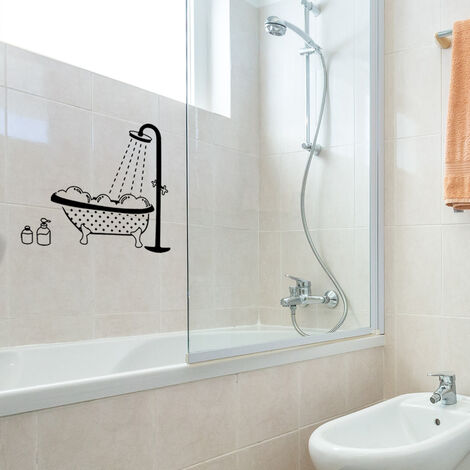 Autocollant Mural Stickers Muraux pour Toilette/salle de bain/Baignoire  Porte douche porte autocollant à l