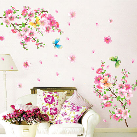 Stickers muraux : Papillon et fleur - Sticker décoration murale