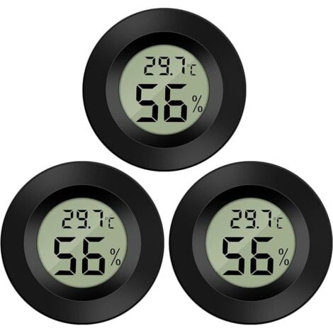 Mini thermomètre hygromètre d'intérieur 3pcs, thermomètre hygromètre  numérique, indicateur de température et d'humidité de précision-noir