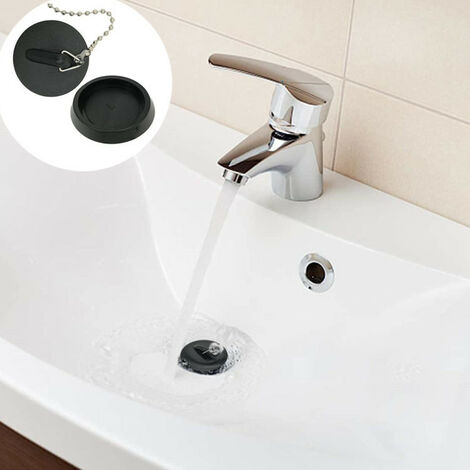 BEO 2 Pièces Bouchon de Lavabo Caoutchouc avec La Chaîne à Billes Bouchon,  Bouchon d'évier Universel en Acier Inoxydable avec Crochet pour évier de  Cuisine ou de Baignoir