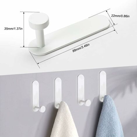 Crochet mural auto-adhésif, solide sans perçage, porte de salle de bain,  cintre pour serviettes de cuisine, accessoires de rangement pour la maison,  luxe, 4 pièces / Rangement et organisation de la maison