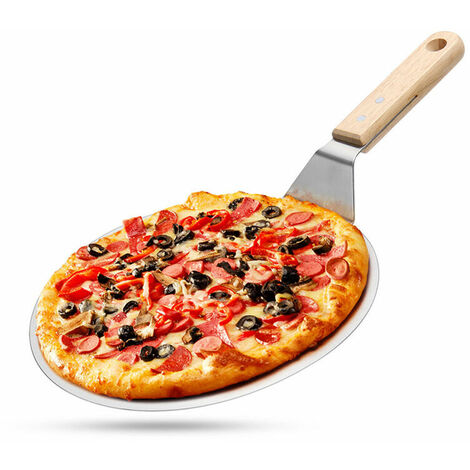 Pelle à pizza 30 cm pour four ou BBQ - ronde - métal - avec manche en bois