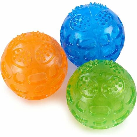 Balles Jouets Sonore 3 Pcs pour Chiens Caoutchouc Solide Et Résistant  Indestructible Rebondissante pour Entraînement