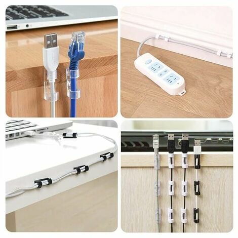 10 clips de câble adhésif clip de câble de stockage crochet de câble auto- adhésif, cavalier de câble électrique, pour la gestion des câbles,  transparent
