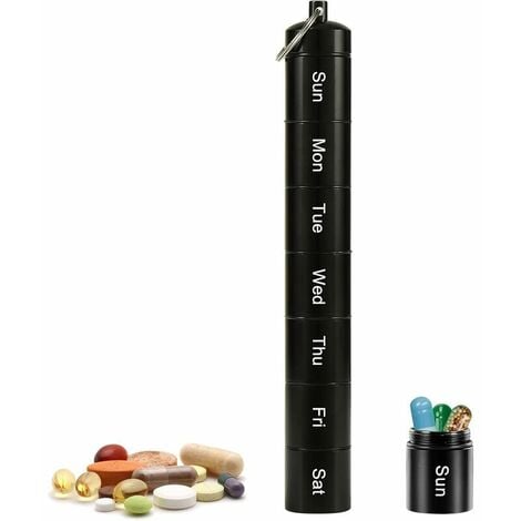 Pilulier Portable Étui à Pilules Porte-clés, Lot de 7 porte-pilules en  aluminium, Boite Medicaments