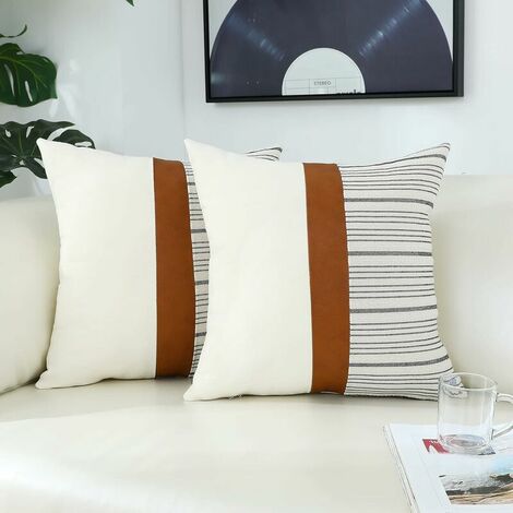 Housse de Coussin 60x60 en Simili cuir, Linge Déco