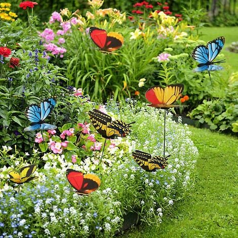 Lot De 50 Papillons Colorés Pour Décoration De Jardin Sur Bâtons Papillons