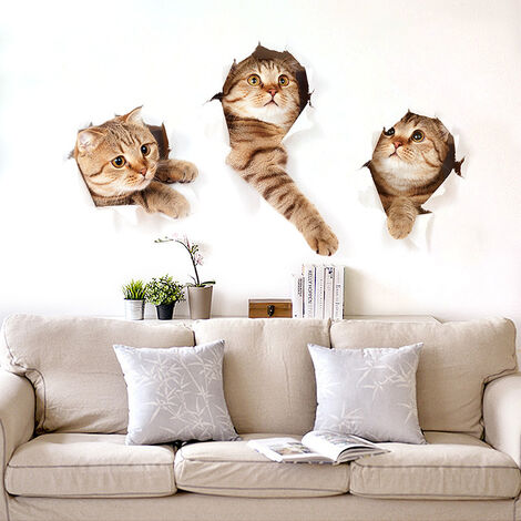 Acheter Décoration pour la maison bricolage Couple chats amovible mur Art  vinyle autocollant
