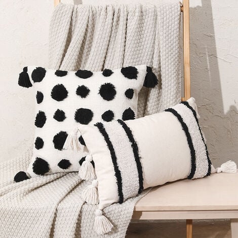 Lot de 2 housses de coussin Boho, taies d'oreiller décoratives tuftées à la  main en coton naturel pour canapé-lit, chambre à coucher, salon