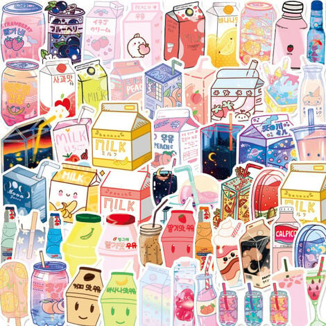 Kawaii Cute Stickers 50PCS Kawaii Drink Stickers, Autocollants esthétiques,  Autocollants japonais, Autocollants, Pack d'autocollants pour bouteilles  d'eau pour adolescents Filles Enfants