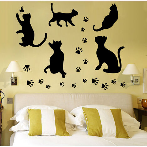 Wall decal Cat Paw  Pattes de chat, Décalcomanie murale, Stickers muraux  animaux