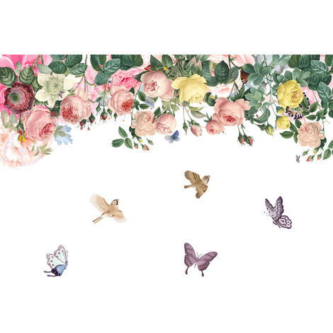 Sticker décoration papillon floral ornements. Stickers muraux pas cher