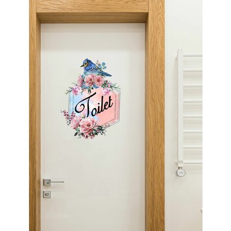 Fleur Imprimer toilette porte Autocollant Amovible Peel and Stick sticker  mural Decal Decor, 1 pc