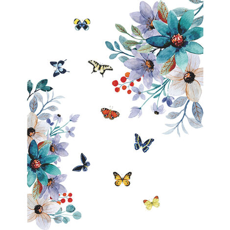 XXL sticker mural fleur vrille noir vigne sticker mural papillons