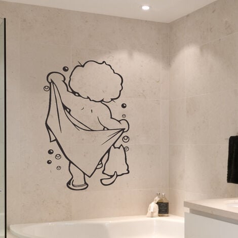 Bearbelly - Autocollant Mural Stickers Muraux pour Toilette/salle de  bain/Baignoire Porte douche PVC DIY porte autocollant à l'eau Décoration