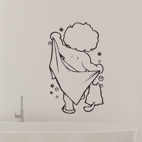 Sticker de Porte Effect 3D 60cm x 185cm Femme de salle de bain Auto-Adhésif  Amovible impermeable Autocollant Poster de Porte Stickers muraux pour Salon  Cuisine Chambre Salle de Bain Mur